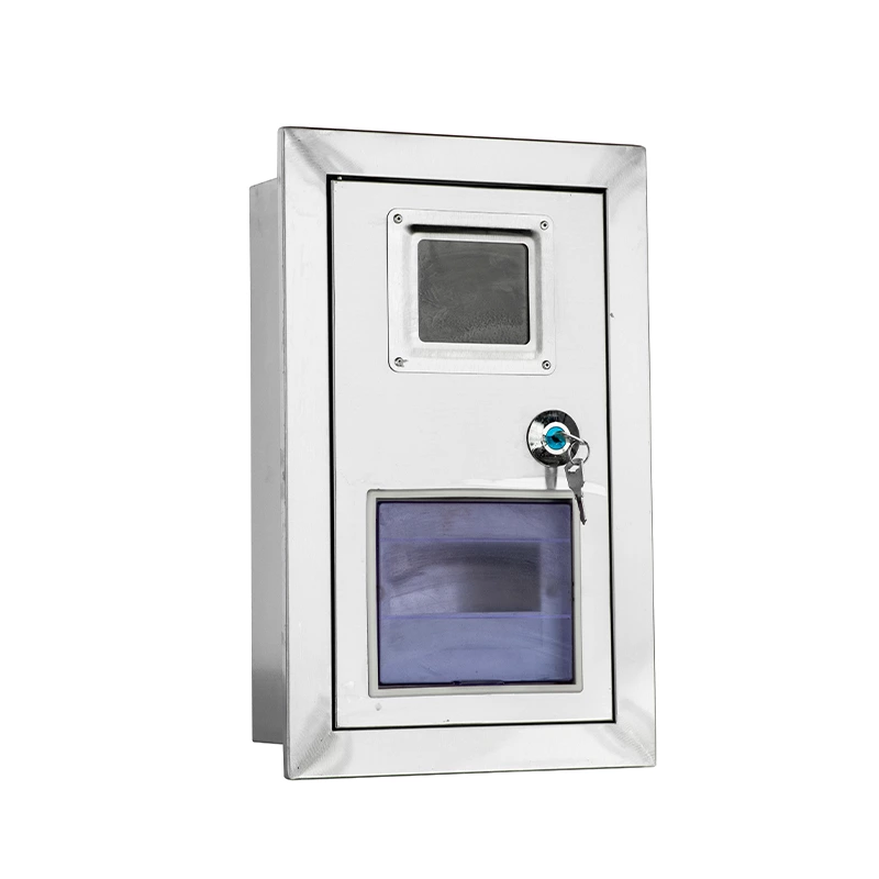 Caixa de aço inoxidável para instalação embutida na parede para multímetro
