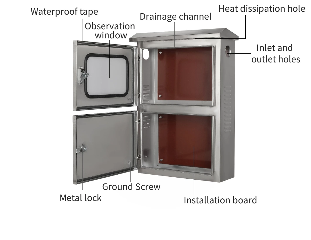 Caixa de distribuição CA/CC para painéis fotovoltaicos em aço inoxidável