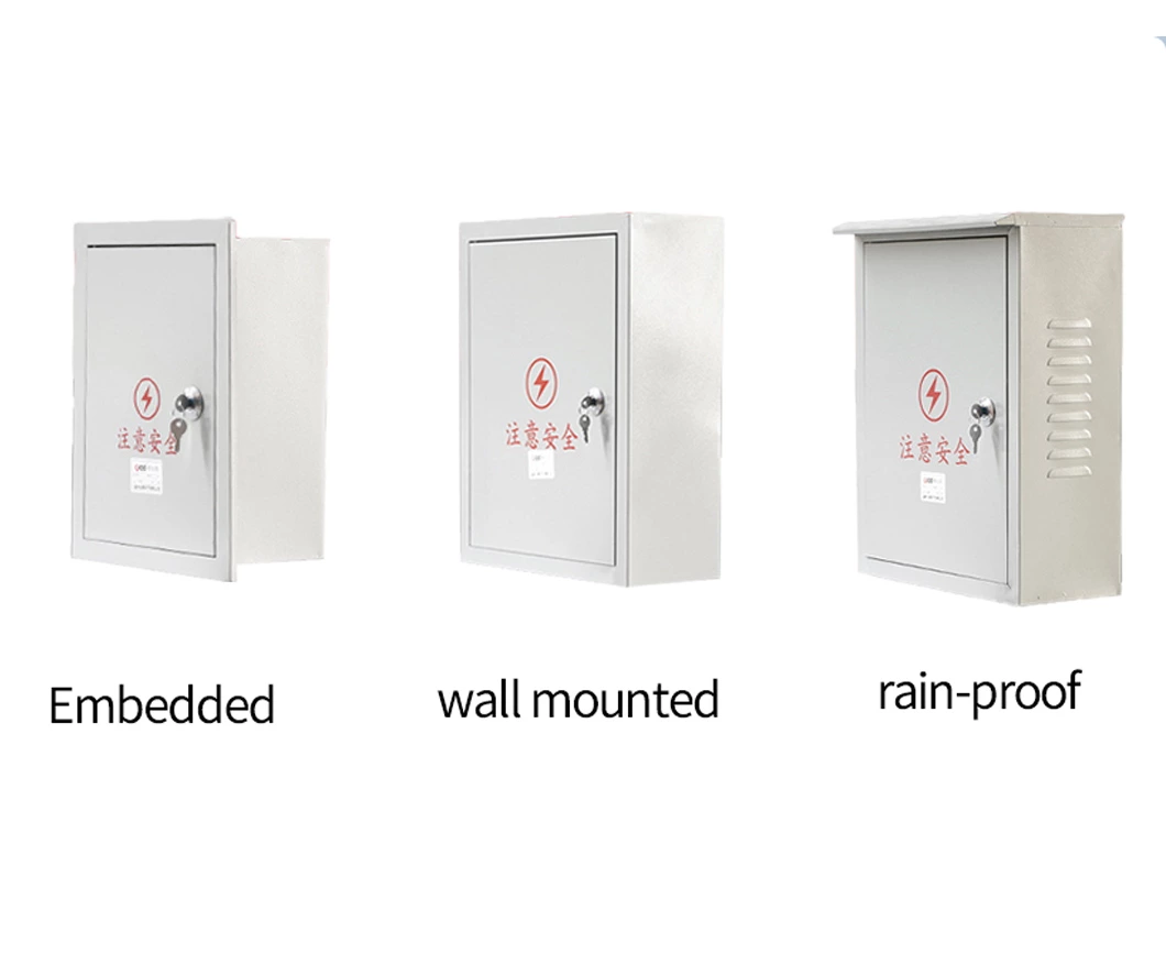 Caixa elétrica metálica com acabamento em pintura eletrostática a pó.