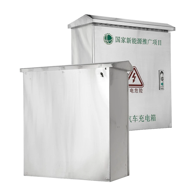 Caixa de carregamento para veículos elétricos em aço inoxidável para estacionamento externo