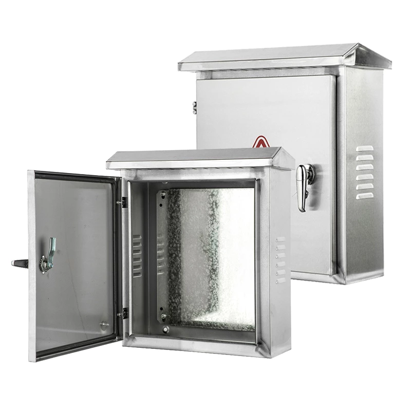 Caixa elétrica em aço inoxidável para uso externo.