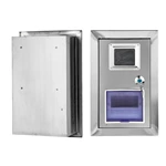 Caixa de medidor de aço inoxidável para montagem na parede, ideal para residências.