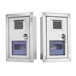 Caixa de medidor de aço inoxidável para montagem na parede com visor.